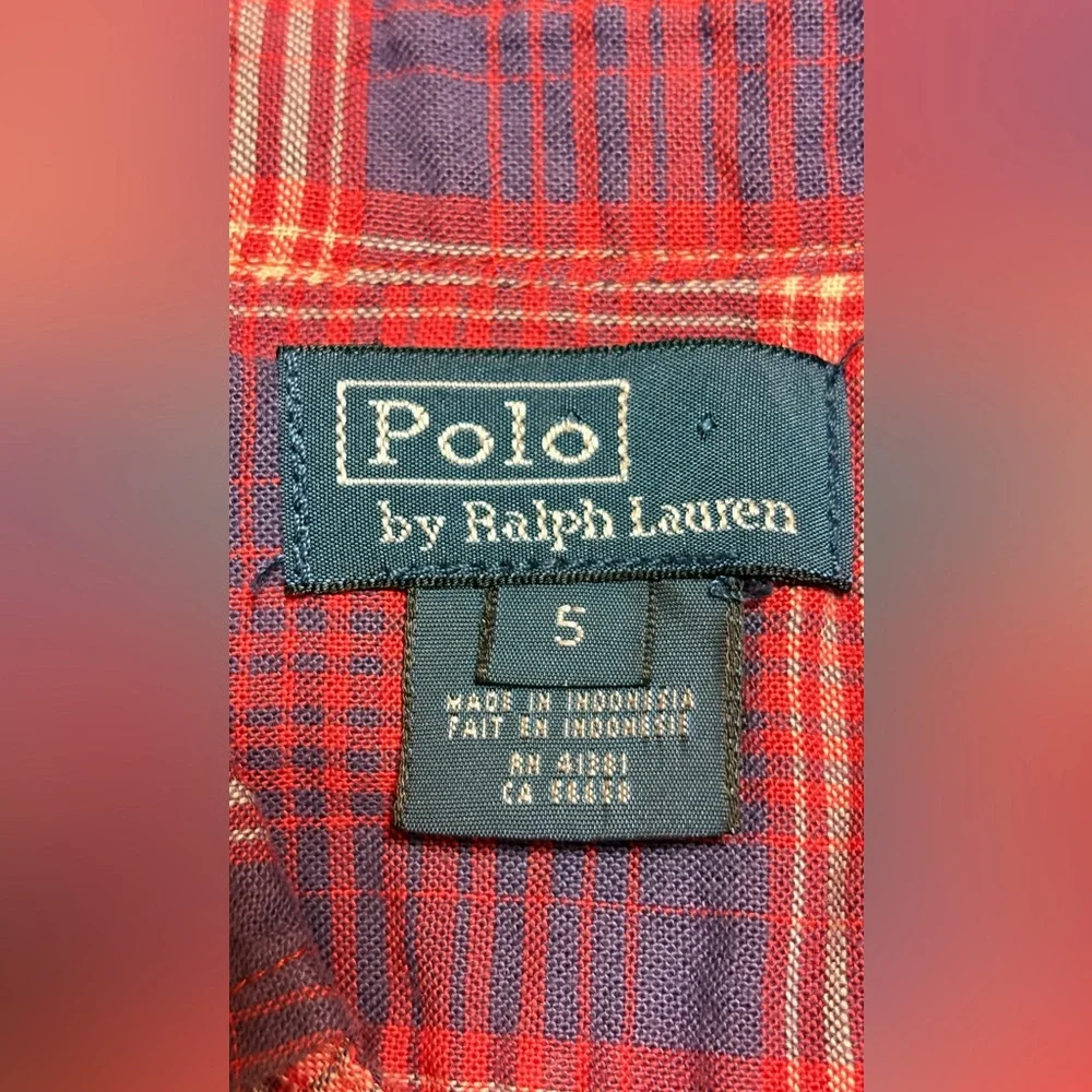 Polo Ralph Lauren Boys Shirt Size 5 Classic Plaid Long Sleeve Button Down